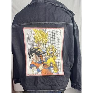 two face threads black denim jacket changeable patch system statement coat‎